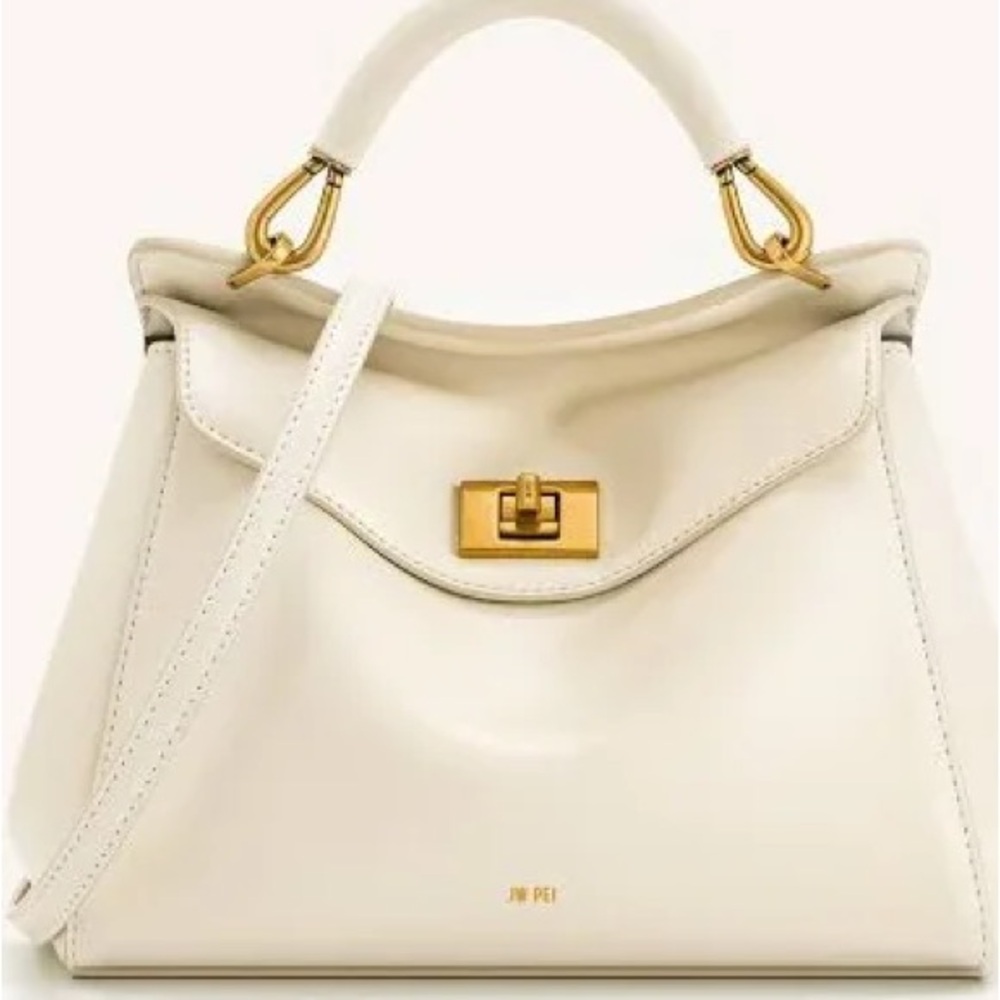 JW PEI Ivory Satchel with Gold Accents